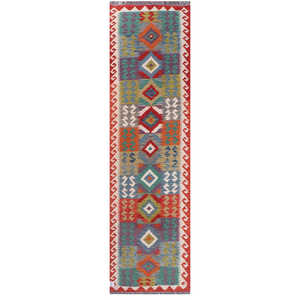 Alfombra Kilim de Maimana, Afganistán, 282 x 78 cm - Product Image 1