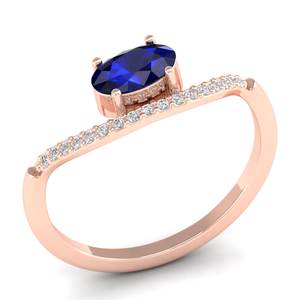 Anillo de Plata de Ley 925 Personalizado REYES con Zafiro Azul Ovalado de 0.5 Quilates y Moissanita para Mujer, Joyería de Boda - Product Image 2