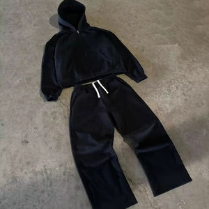 Chándal Vintage totalmente personalizado para hombre de gran tamaño 100% algodón Sunfade ácido lavado con capucha pantalones de chándal acampanados conjunto Tejido estilo Casual - Product Image 4