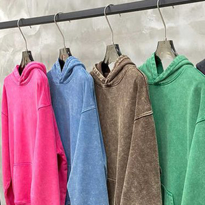 Sudadera vintage con capucha y cremallera bidireccional para hombre, ligera, suelta de alta calidad, lavado ácido, sudaderas con capucha de sol desteñido - Product Image 5