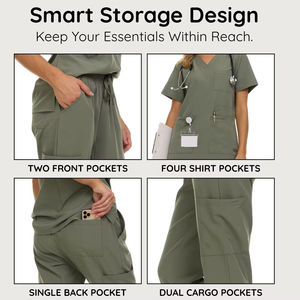 Tenues de travail unisexes extensibles et tendance, ensembles de jogging, logo personnalisé, tenues de travail pour femmes, grande taille, tenues de travail pour médecins, infirmières, hôpitaux - Product Image 4