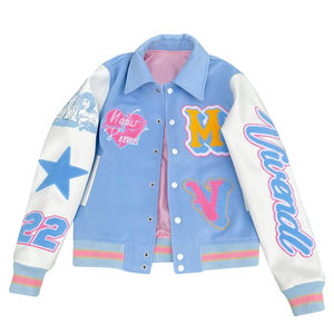 Chaqueta de Béisbol Personalizada al por Mayor con Logotipo, Estilo Urbano, Bloques de Color, para Invierno, para Hombre, Mangas de Cuero, Chaqueta Bomber, Chaquetas Universitarias - Product Image 1