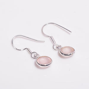 ต่างหูห้อย925เงินสเตอร์ลิงสไตล์คลาสสิกประดับด้วยพลอยควอตซ์สีกุหลาบเครื่องประดับคุณภาพดีทำด้วยมือ - Product Image 2