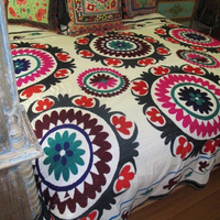 Couvre-lit Vintage en coton fait à la main, couvre-lit indien, décoration, drap de lit, broderie