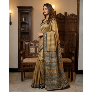 Chal étnico Chanderi con blusa y sari con estampado digital - Product Image 2