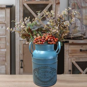 Jardinière extérieure en métal seau en métal galvanisé décor fleur seau maison ferme Vase en métal avec poignée - Product Image 6