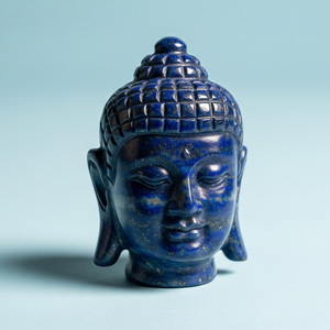 Estatua de cabeza de Buda tallada a mano, estatuilla de lapislázuli, regalo de negocios, artesanía india, cristal curativo semiprecioso grabado India - Product Image 3