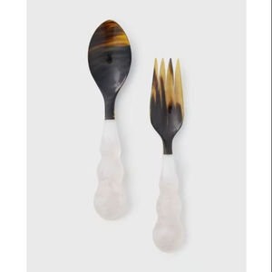 Elegant Handmade Resin & Horn <b>Salad</b> Server <b>Spoon</b> and Fork Set with Long Handle Modern Party Dining Accessories-Eco-Friendly - Product Image 1