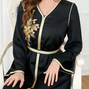 Alta calidad negro Thobe/Thawb EID Abaya venta al por mayor ropa musulmana Turquía islámico largo vestido básico mujeres Dubai Abaya - Product Image 2