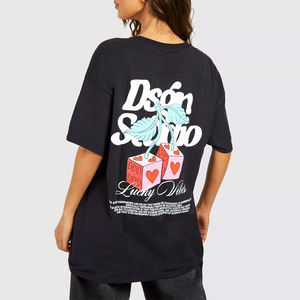 OEM service adulte taille unie couleur unie tricoté femmes t-shirts/meilleur design de mode de haute qualité lâche femmes imprimé t-shirts - Product Image 2