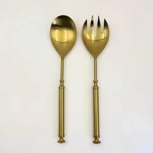 Round Handle Stainless Steel <b>Salad</b> Server Set Resin handle <b>Salad</b> <b>Tools</b> Hot Selling Kitchen Accessories - Product Image 2