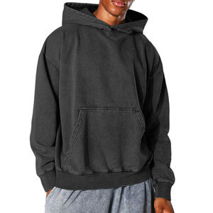 Personalizar Sudadera con capucha desgastada de gran tamaño lavado Vintage algodón polar Streetwear francés Terry en blanco ácido lavado sudaderas con capucha - Product Image 6