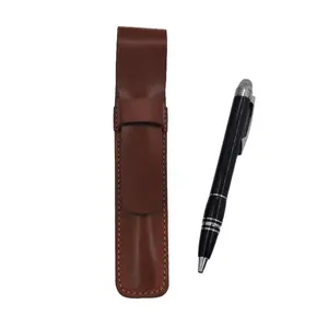 Étui à stylo à fente unique en cuir véritable personnalisé fait à la main et organisateur de table et porte-stylo et pochette pour un usage quotidien
