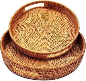 Plateau rond tissé de qualité supérieure, fabriqué à partir de matériaux de haute qualité pour une présentation élégante et un service facile - Product Image 6