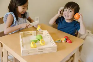 Cucina in legno giocattolo su ordinazione giocattoli in legno colorati di alta qualità finta di giocare a tagliare il Set di frutta per bambini