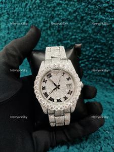 2024 marca superior de lujo mecánico Hip Hop reloj de mujer para hombre personalizado Iced VVS Moissanite Diamond Glass banda de acero inoxidable - Product Image 2