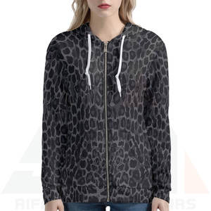 Sudadera de Invierno de Felpa con Estampado de Guepardo Gris de Lujo, Cómoda para Usar Todo el Día, Puños y Bolsillos Acanalados Duraderos, Moderna para Mujer - Product Image 3