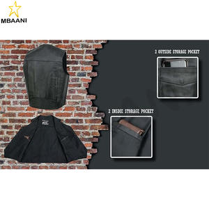 Gilet en cuir noir pour moto pour hommes - Gilets de moto pour adultes de club de moto - Product Image 3