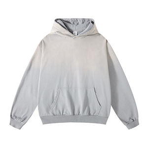 Sweat à capuche zippé noir surdimensionné de luxe pour hommes avec logo personnalisé en coton épais brodé Streetwear délavé à l'acide - Product Image 4