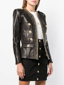 Chaquetas de estilo personalizado de moda Spike Stud moto Rock Punk Spike tachonado motociclista chaquetas de cuero genuino - Product Image 4