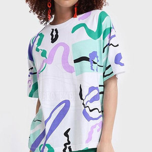 T-shirts en coton pour femmes pour l'été coupe ample écologique nouveau style impression par sublimation vêtements de rue - Product Image 1