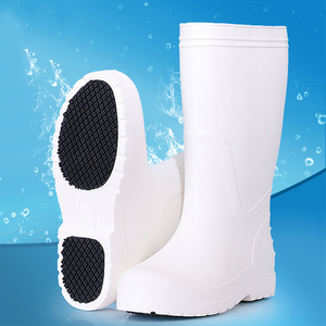 Nuovo lavoro di moda cucina sanitaria in <span class=keywords><strong>gomma</strong></span> bianca antiscivolo Eva schiuma resistente all'olio fino al ginocchio <span class=keywords><strong>stivali</strong></span> da pioggia - Product Image 1