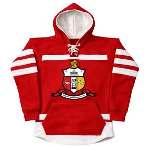 Kappa Alpha Psi Hockey <b>Hoodie</b> True To Size Heavy Fleece Red <b>White</b> Hooded Embroidered Logos Premium Greek Apparel - Product Image 4