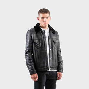 Veste bomber en cuir véritable de mouton pour homme, style luxueux, chaude, confortable et intemporelle, vêtement d'hiver - Product Image 2