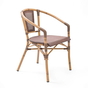 Modern Outdoor Aluminum <b>Chair</b> with Durable and Comfortable Waterproof Textilene Mesh Armrests <b>Stackable</b> Design GCF215 - Product Image 1