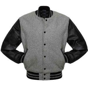 Chaqueta de Béisbol Estilo Bomber para Hombre, Chaqueta de Béisbol de Lana con Mangas de Cuero, Chaqueta de Béisbol Extra Grande Personalizada - Product Image 1