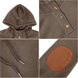 Jersey de moda para hombre de alta calidad, sudaderas con capucha, manga larga, cordón térmico, botón, textura, Sudadera con capucha - Product Image 2