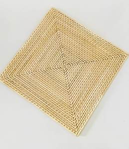 Square Rattan Placemat for Wedding <b>Natural</b> <b>Hand</b> Woven Rattan Placemats Flower Wholesale From Vietnam - Product Image 4