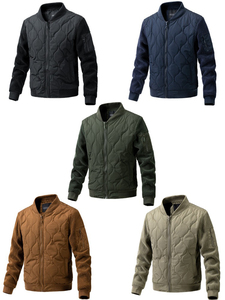 Nouvelle veste matelassée en laine peignée pour homme 2025, décontractée, unie, avec manches, col montant, fermeture éclair sur le devant, logo - Product Image 6