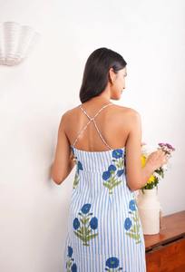 Vestido indio de algodón hecho a mano, vestido estampado de bloque floral, ropa de verano, vestido informal, regalo de Boda nupcial personalizado - Product Image 4