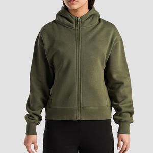 Sweat à capuche surdimensionné à fermeture éclair intégrale, poids moyen, de luxe, en gros, personnalisé, coton lourd, 100% French Terry, pour femmes - Product Image 1