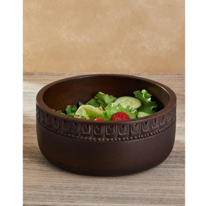 Bol de service en bois naturel fabriqué à la main motif unique finition lisse Style moderne stocké marque RMW pour manger quantité en vrac - Product Image 1