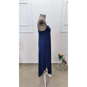 Robe longue en viscose à bretelles et col rond pour femme avec poches, 35588 - Bleu - Product Image 6