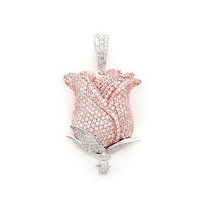 Colgante de Moissanita de Primera Calidad, Elegante, Estilo Hip Hop, con Baño de Rodio, Forma de Flor, VVS-VS Real, Dijes - Product Image 2