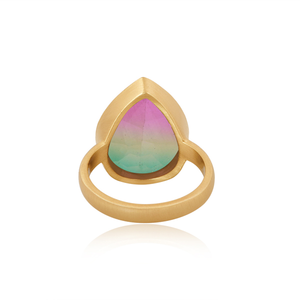 Bio หลายทัวร์มาลีนคู่ควอตซ์แหวนพลอยชุบทอง18K แหวนแฟชั่นขายส่งแหวนทองเหลืองผู้จัดจำหน่ายเครื่องประดับ - Product Image 3