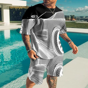 Conjunto de 2 piezas para hombre, camisetas de manga corta, pantalones cortos, ropa de verano, chándal - Product Image 4