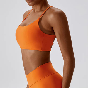 OEM mujeres cómodo espalda descubierta Crop Sujetador deportivo de secado rápido transpirable de algodón Sexy sin costuras Yoga gimnasio correr Venta caliente XL tamaño - Product Image 5