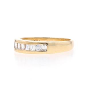 Unisex 14K Baguette 20ctw canal conjunto anillo con 18K chapado en oro amarillo diamante boda banda anillo de compromiso joyería de moda - Product Image 4
