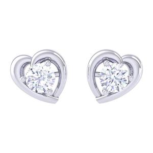 NOVAMART Fine 925 Sterling <b>Silver</b> <b>Heart</b> Solitaire <b>Earrings</b> for Swiss Zirconia & Platinum Plated Gift Women Girls Wholesale Expor - Product Image 1