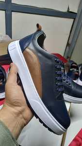 Chaussures de skate à lacets pour hommes, dessus en cuir véritable, doublure en mesh respirante, antidérapantes, plateforme amortissante, adaptées à l'été - Product Image 6