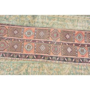 พรมสไตล์ตุรกีโบราณลายชนเผ่าสีเบจสีเขียว2.7x3.7ft เย็บปะติดปะต่อกันพรมห้องนั่งเล่นขนสัตว์หนุนหลังยางพาราขนาด9x12 - Product Image 5