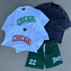 Free Shipping Custom Oversized Chicago T <b>Shirt</b> <b>Men</b> Organic Cotton <b>Silk</b> Screen Printed Big Size Streetwear Large Graphic - Product Image 1