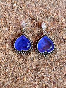 925 Sterling Silver Heart-Shaped Tanzanite Stud Earrings Unique Beautiful Design Stylish Trendy <b>Wedding</b> <b>Accessory</b> for Women - Product Image 2