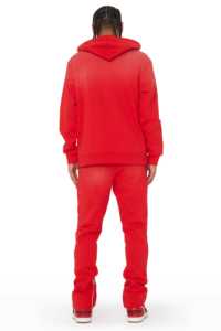 Chándal térmico de sublimación Vintage rojo para hombre, cómodo, transpirable, de talla grande, Sudadera con capucha de invierno, conjunto de dos piezas para correr, lo más nuevo - Product Image 2