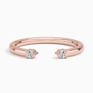Ensemble de deux pierres rondes brillantes taillées en diamant cultivé en laboratoire en or véritable massif 14k diamant bijoux fins Double pierre bague ouverte - Product Image 5