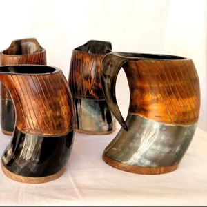 Mug en corne naturelle pour champagne, bière, boissons, léger, personnalisé, pour bar et hôtel, verre en corne à boire - Product Image 1